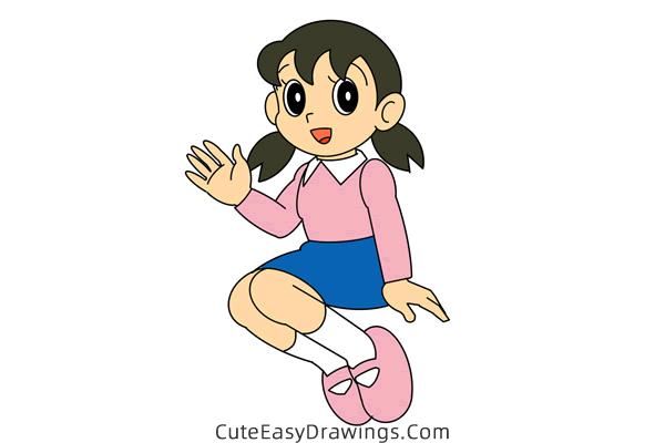 how to draw shizuka minamoto from doraemon - www.cuteeasydrawings.com