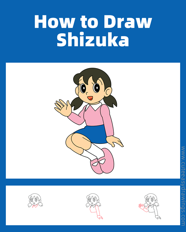 how to draw shizuka minamoto from doraemon - www.cuteeasydrawings.com