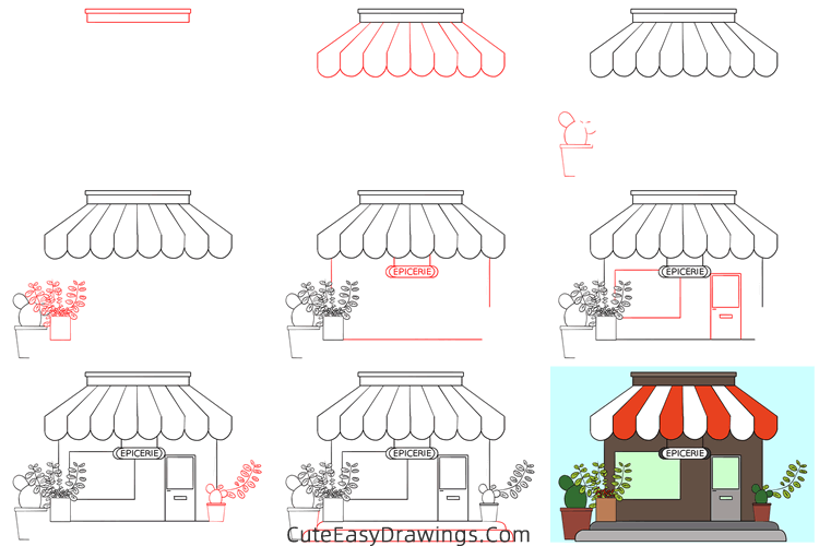 how to draw a restaurant - www.cuteeasydrawings.com