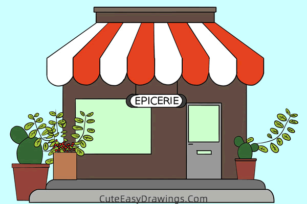 how to draw a restaurant - www.cuteeasydrawings.com