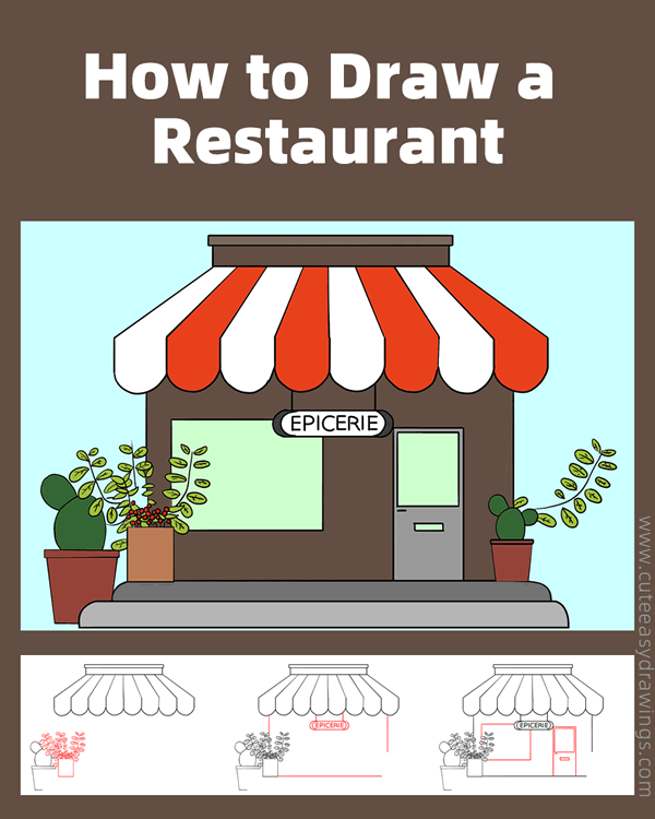 how to draw a restaurant - www.cuteeasydrawings.com