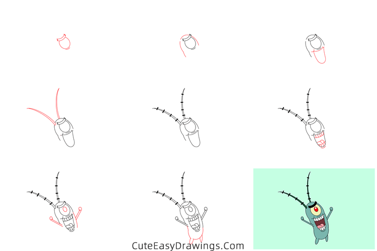 how to draw plankton from spongebob squarepants - www.cuteeasydrawings.com