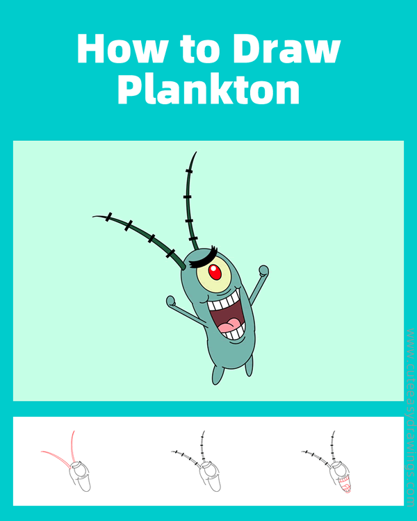 how to draw plankton from spongebob squarepants - www.cuteeasydrawings.com