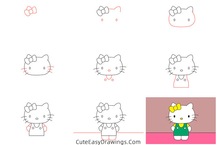 how to draw mimmy from hello kitty - www.cuteeasydrawings.com