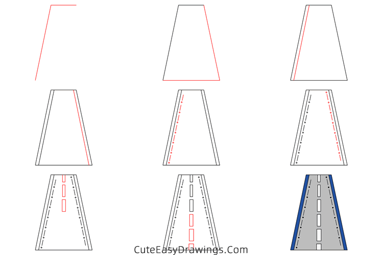 how to draw a road - www.cuteeasydrawings.com