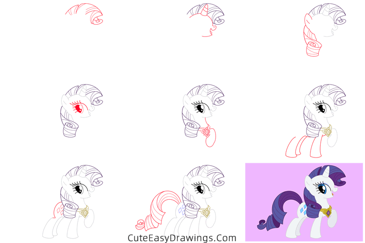 how to draw rarity from my little pony - www.cuteeasydrawings.com