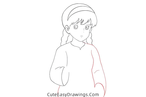 how to draw sheeta from castle in the sky - www.cuteeasydrawings.com