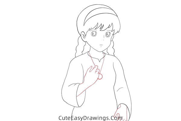 how to draw sheeta from castle in the sky - www.cuteeasydrawings.com