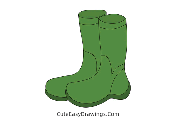 how to draw rain boots - www.cuteeasydrawings.com