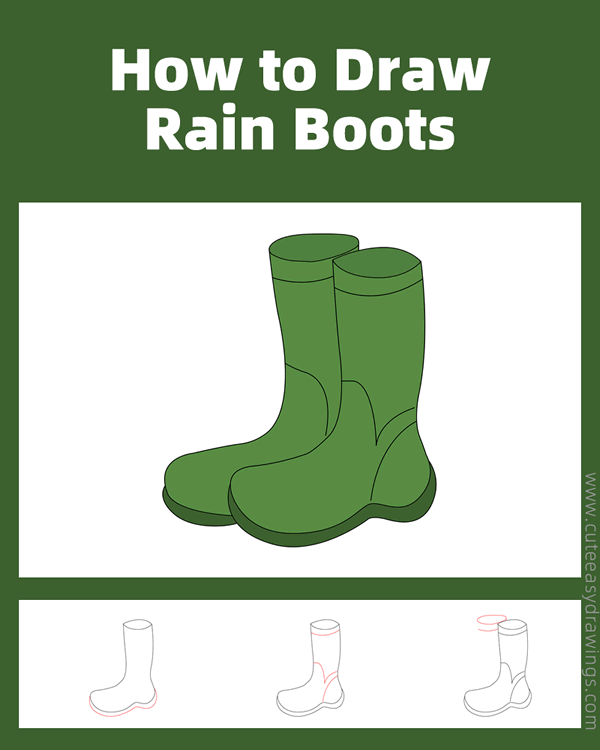 how to draw rain boots - www.cuteeasydrawings.com