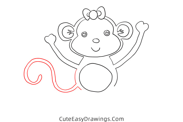 how to draw a cartoon monkey - www.cuteeasydrawings.com