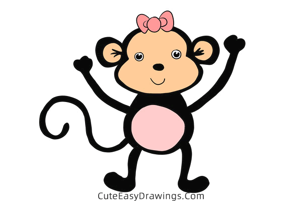 how to draw a cartoon monkey - www.cuteeasydrawings.com