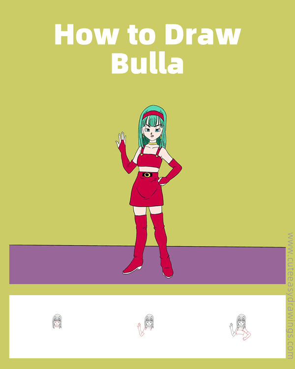 how to draw bulla from dragon ball - www.cuteeasydrawings.com