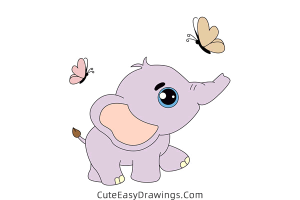 how to draw an elephant - www.cuteeasydrawings.com