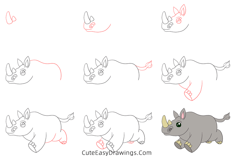 how to draw a rhino - www.cuteeasydrawings.com