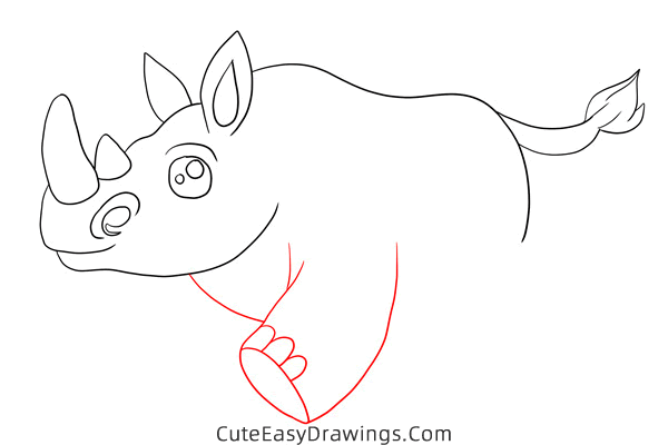 how to draw a rhino - www.cuteeasydrawings.com