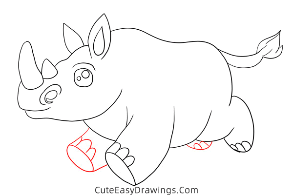 how to draw a rhino - www.cuteeasydrawings.com