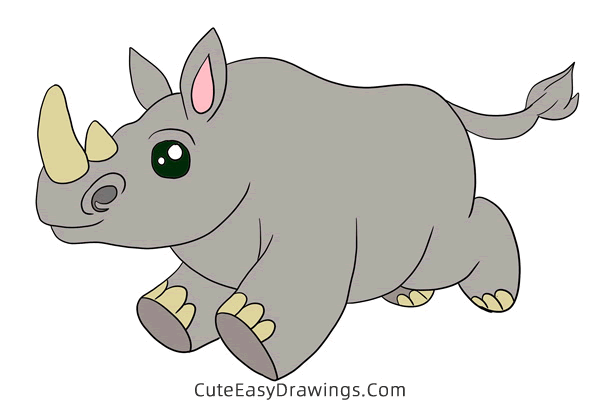 how to draw a rhino - www.cuteeasydrawings.com