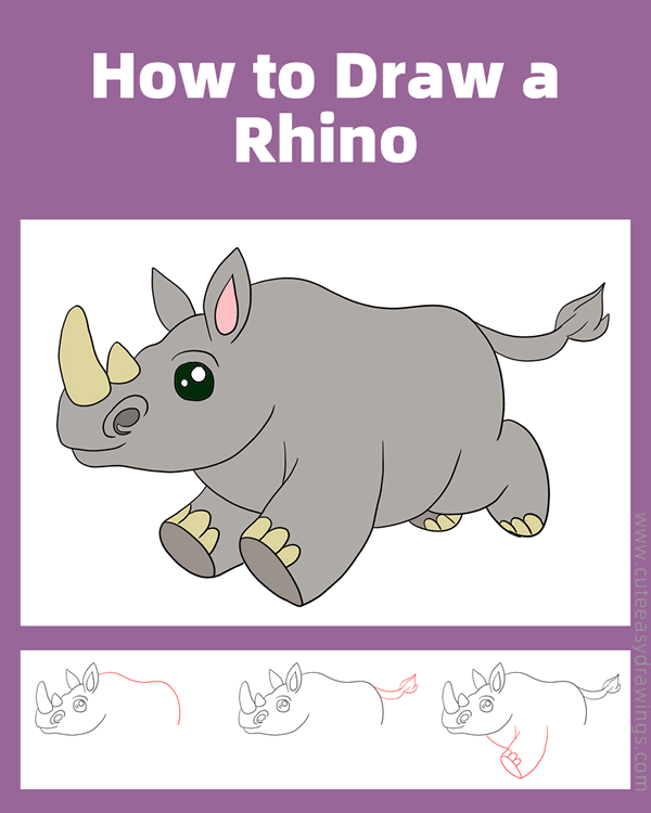 how to draw a rhino - www.cuteeasydrawings.com