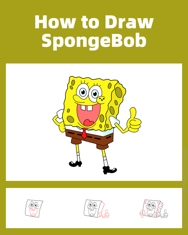 how to draw spongebob squarepants - www.cuteeasydrawings.com