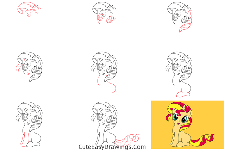 how to draw sunset shimmer from my little pony - www.cuteeasydrawings.com