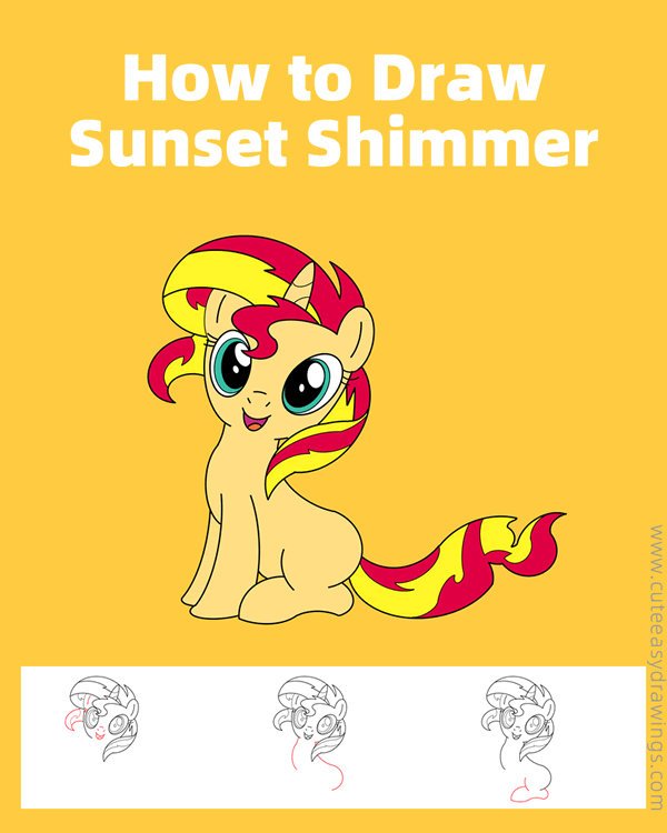 how to draw sunset shimmer from my little pony - www.cuteeasydrawings.com