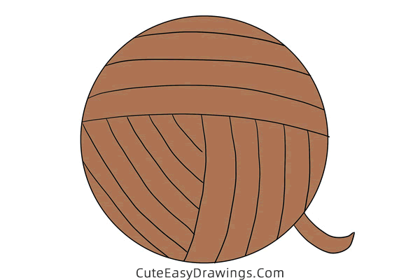 how to draw a ball of yarn - www.cuteeasydrawings.com