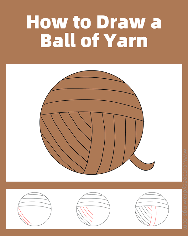 how to draw a ball of yarn - www.cuteeasydrawings.com