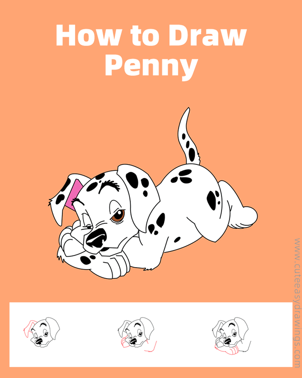 how to draw penny from 101 dalmatians - www.cuteeasydrawings.com