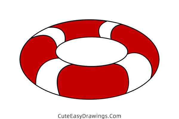 how to draw a lifebuoy - www.cuteeasydrawings.com