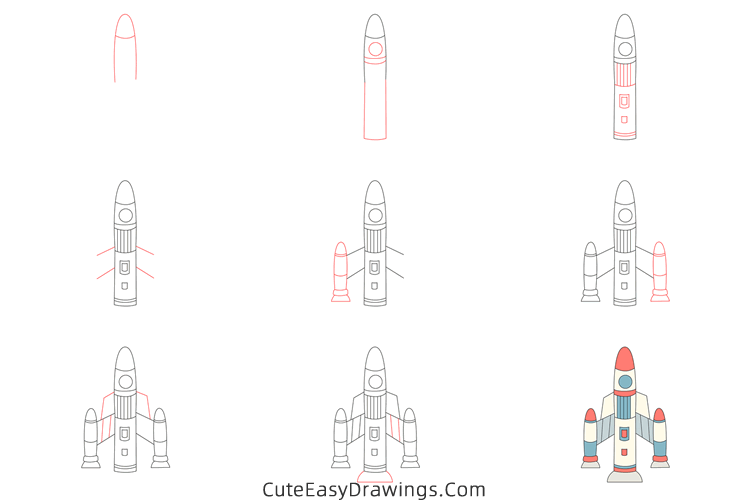 how to draw a space shuttle - www.cuteeasydrawings.com