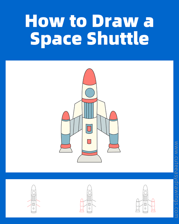 how to draw a space shuttle - www.cuteeasydrawings.com