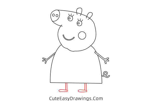 how to draw auntie pig from peppa pig - www.cuteeasydrawings.com