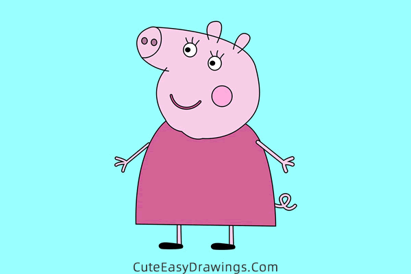 how to draw auntie pig from peppa pig - www.cuteeasydrawings.com