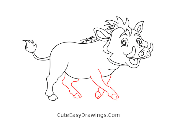 how to draw a wild boar - www.cuteeasydrawings.com