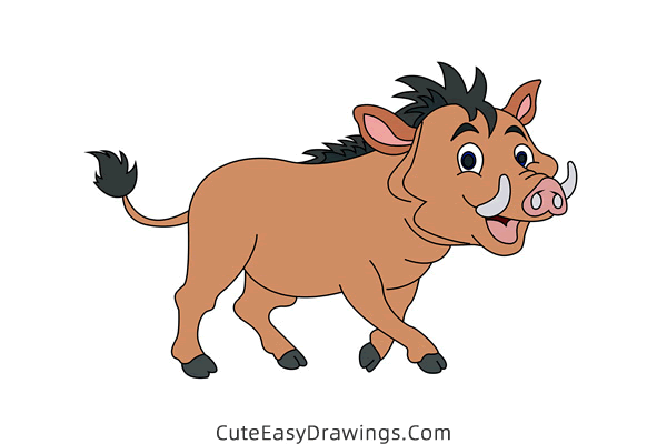 how to draw a wild boar - www.cuteeasydrawings.com