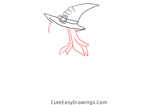 how to draw a witch on a broomstick - www.cuteeasydrawings.com