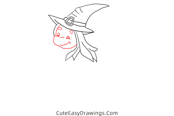 how to draw a witch on a broomstick - www.cuteeasydrawings.com