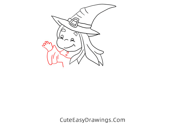 how to draw a witch on a broomstick - www.cuteeasydrawings.com