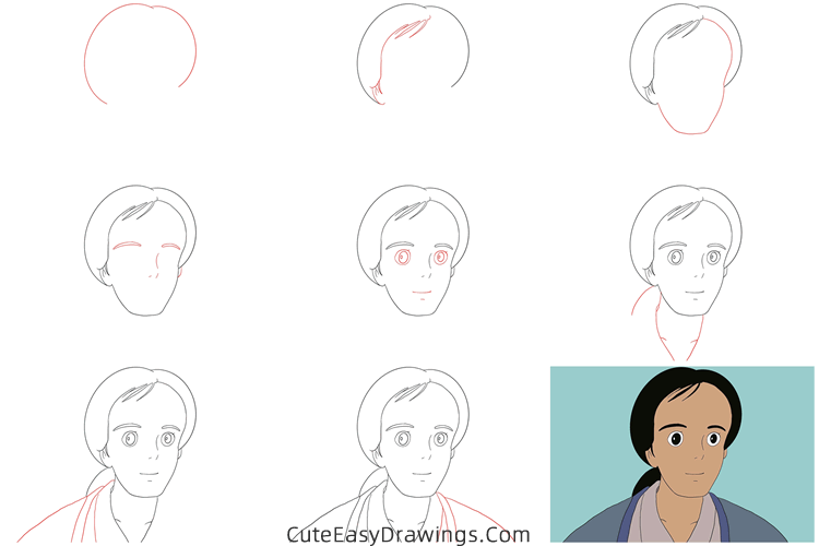 how to draw yasuko kusakabe from my neighbor totoro - www.cuteeasydrawings.com