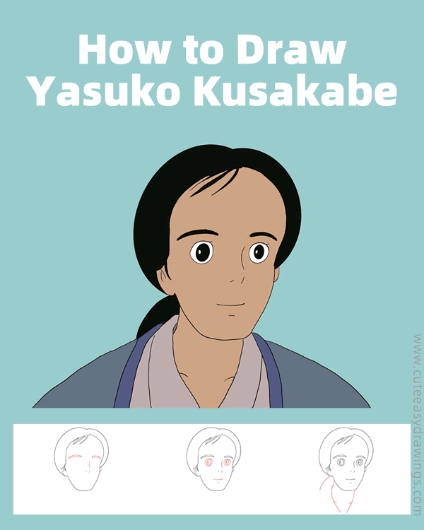 how to draw yasuko kusakabe from my neighbor totoro - www.cuteeasydrawings.com