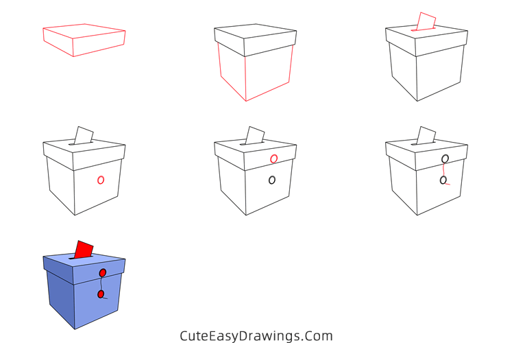 how to draw a ballot box - www.cuteeasydrawings.com