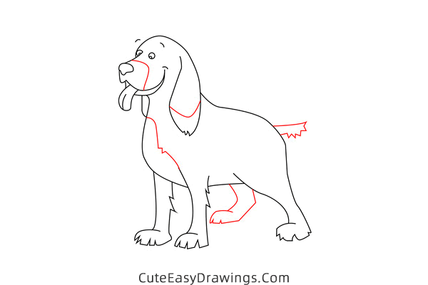 how to draw a cocker spaniel - www.cuteeasydrawings.com