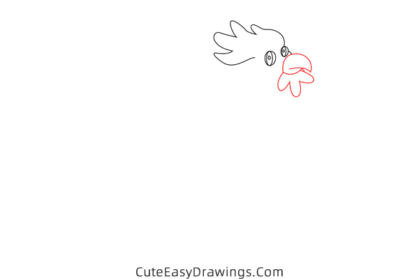 how to draw a rooster - www.cuteeasydrawings.com