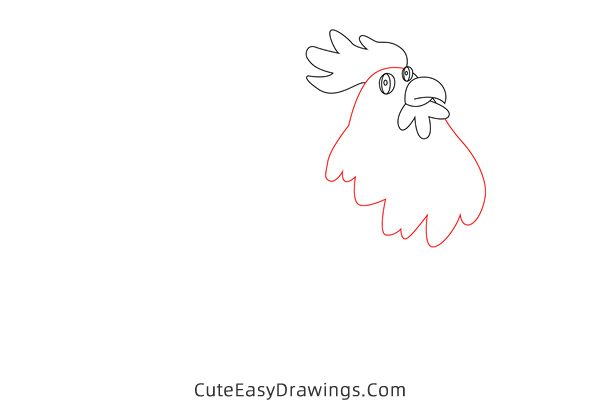 how to draw a rooster - www.cuteeasydrawings.com