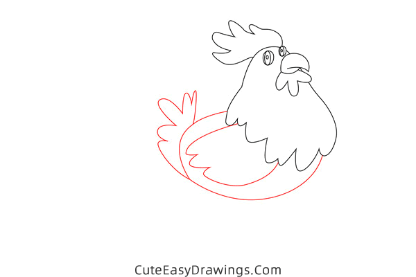 how to draw a rooster - www.cuteeasydrawings.com