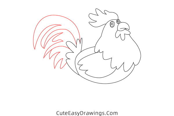 how to draw a rooster - www.cuteeasydrawings.com