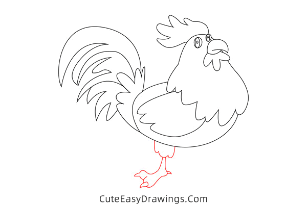 how to draw a rooster - www.cuteeasydrawings.com