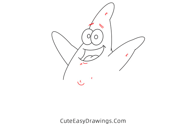 how to draw patrick star - www.cuteeasydrawings.com