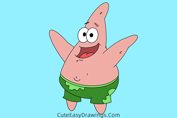 how to draw patrick star - www.cuteeasydrawings.com